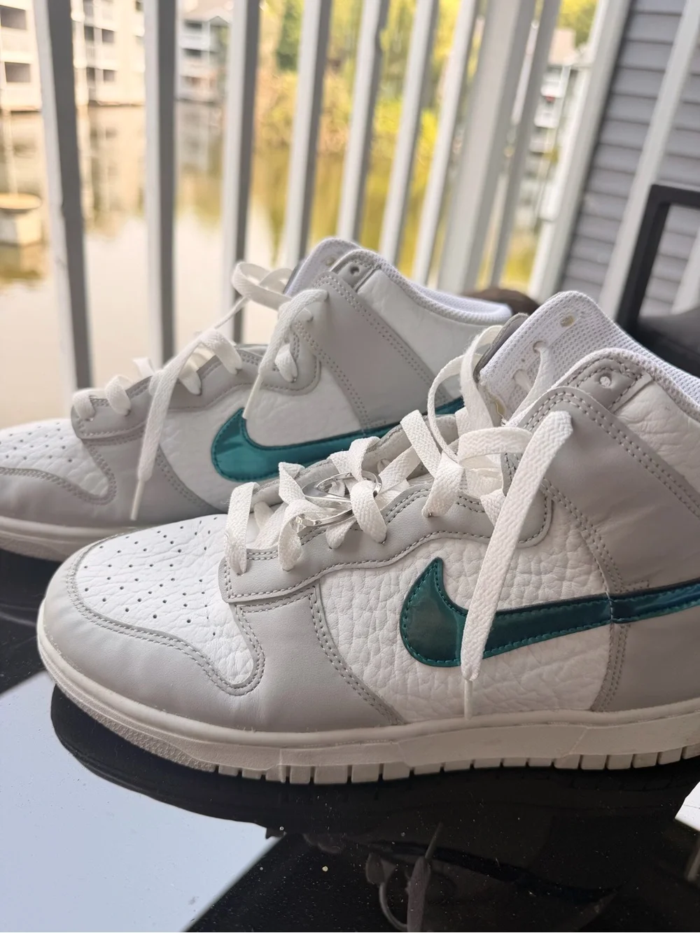 Nike White and Light Gray High-Top Sneakers